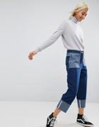 Asos White Contrast Wash Turn Up Jeans - Blue