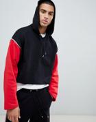 Asos Design Two-piece Oversized Cropped Hoodie With Color Blocking - Black