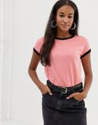 Brave Soul Claudia T Shirt With Contrast Rib - Multi