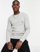 Polo Ralph Lauren Waffle Long Sleeve T-shirt With Pony Logo In Gray