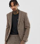 Heart & Dagger Slim Suit Jacket In Charcoal Harris Tweed-gray