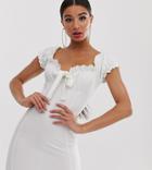 Missguided Milkmaid Mini Dress In White - White