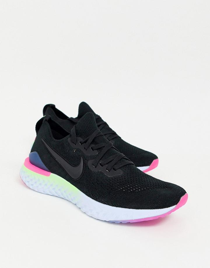Nike Running Epic React 2 Flyknit Sneakers In Black
