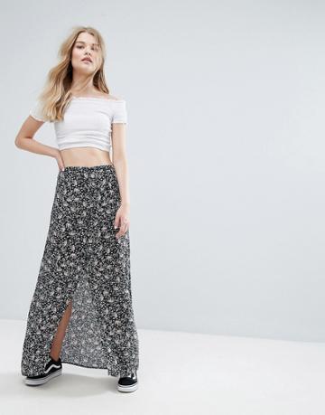 New Look Botton Front Maxi Skirt - Black