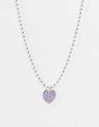 Monki Self Love Heart Necklace In Silver