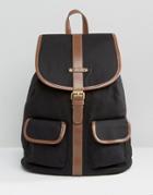 Monki Cotton Canvas Backpack - Black
