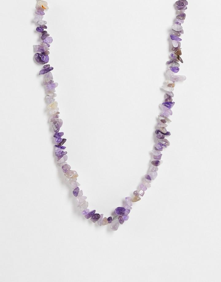 Pieces Precious Stone Necklace In Lilac-purple