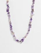 Pieces Precious Stone Necklace In Lilac-purple