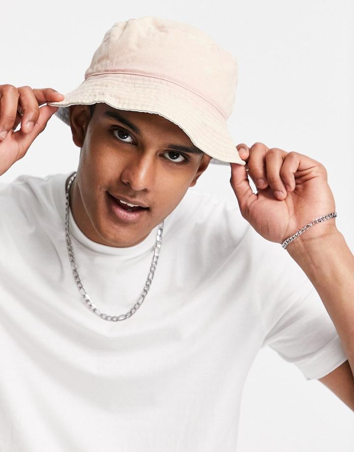 Topman Reversible Acid Wash Bucket Hat In Blue And Pink