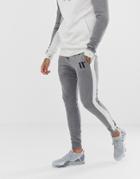 11 Degrees Skinny Joggers In Gray Color Block - Gray