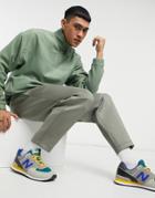 Asos Design Oversized Polar Fleece Sweatshirt With Half Zip In Light Green