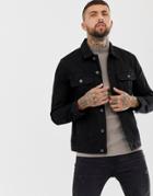 Asos Design Regular Denim Jacket In Black - Black