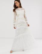 Needle & Thread Bridal Lace Maxi Dress With Button Detail In Ivory
