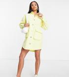 I Saw It First Petite Oversized Utility Dress In Lemon-purple