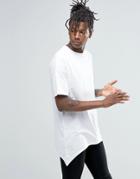 Asos Oversized T-shirt With Pointed Hem In White - White