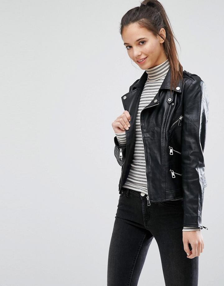 Only Studio Leather Jacket - Black