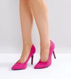 New Look Wide Fit Suedette Pointed Court Heel - Pink