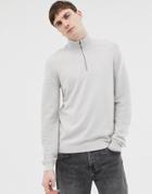 Ted Baker Funnel Neck Sweater With Contrast Texture Sleeve - Cream