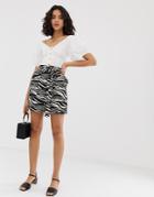 River Island Mini Skirt In Zebra Print-multi
