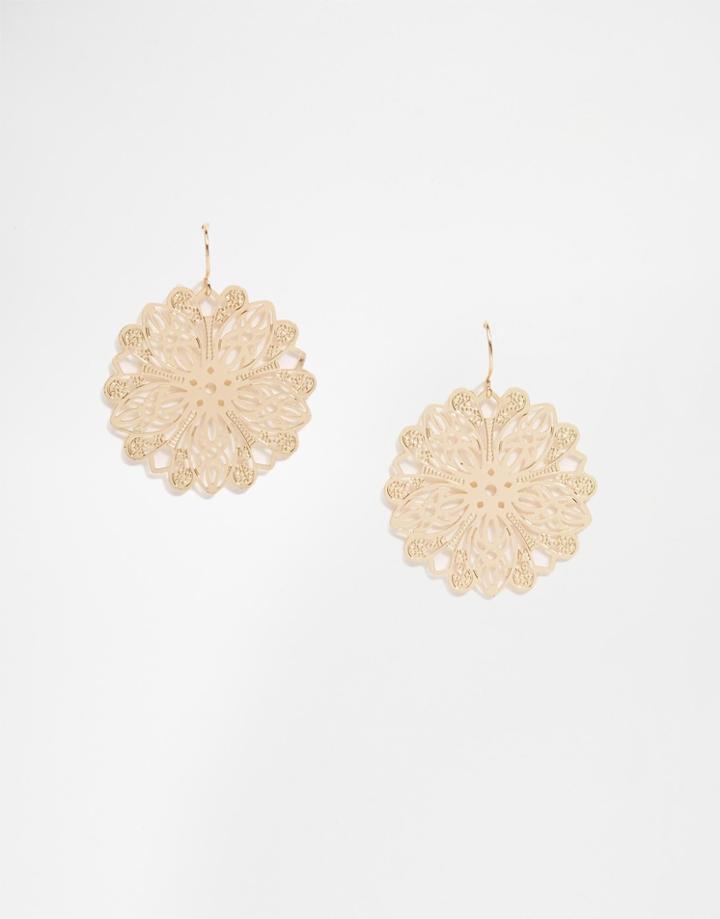 Asos Mini Filigree Disc Earrings - Gold