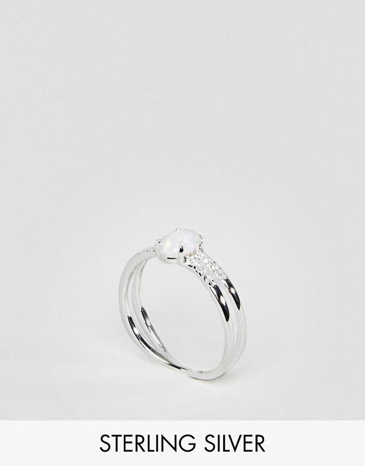 Asos Sterling Silver Faux Opal Ring - Silver
