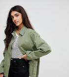 Asos Tall Washed Cotton Jacket - Green