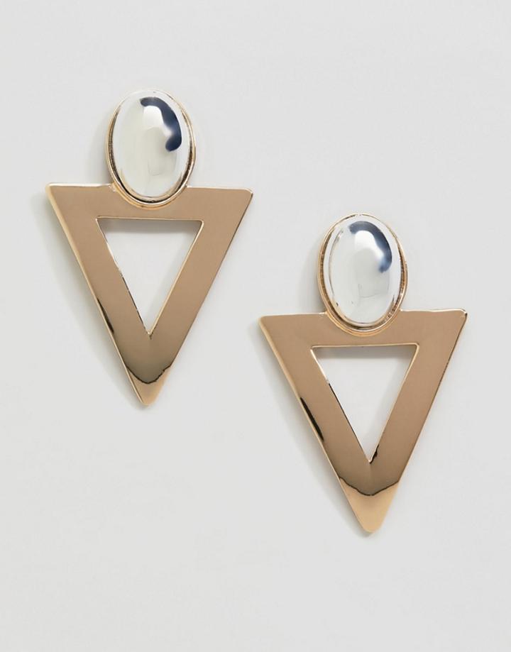 Monki Triangle Earrings In Gold And Silver - Yellow