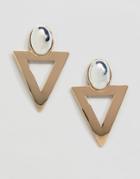 Monki Triangle Earrings In Gold And Silver - Yellow