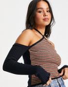 Asos Design Halter Neck Sweater With Cut Out Detail In Navy