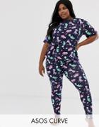 Asos Design Curve Space Dino Tee & Legging Set - Blue