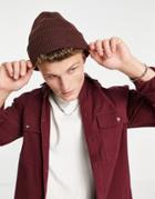 Topman Beanie In Recycled Polyester Blend In Burgundy-red