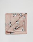 Asos Silk Pocket Square In Stork Print - Pink