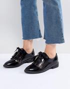 Asos Monday Leather Flat Shoes - Black