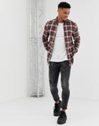River Island Slim Shirt In Black And Red Check - Black