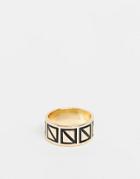 Designb London Curve Exclusive Etched Ring In Gold