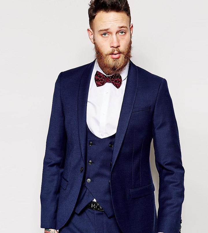 Noose & Monkey Navy Flannel Suit Jacket With Stretch In Super Skinny Fit - Blue