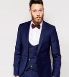 Noose & Monkey Navy Flannel Suit Jacket With Stretch In Super Skinny Fit - Blue