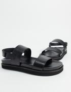 Silver Street Premium Chunky Two-part Sandals In Black Leather
