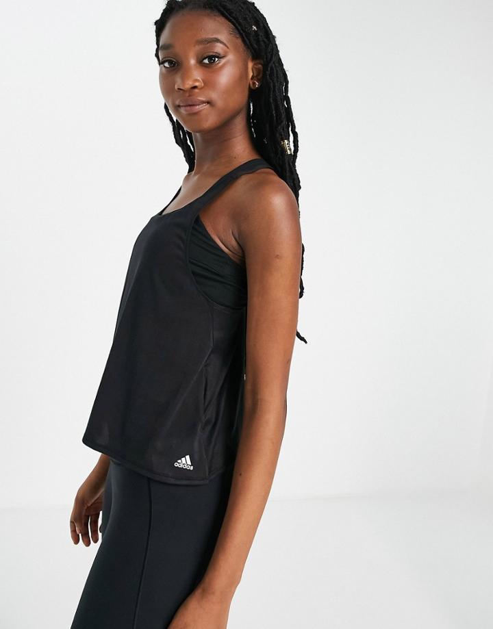 Adidas Yoga Top With Back Strap Detail In Black