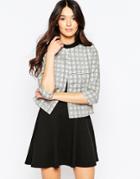 Traffic People Tweed Peak Jacket With Embellished Buttons - Beige