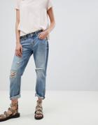 Allsaints Slouchy Distressed Boyfriend Jeans - Blue