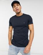 French Connection Piping Sleeve T-shirt In Navy
