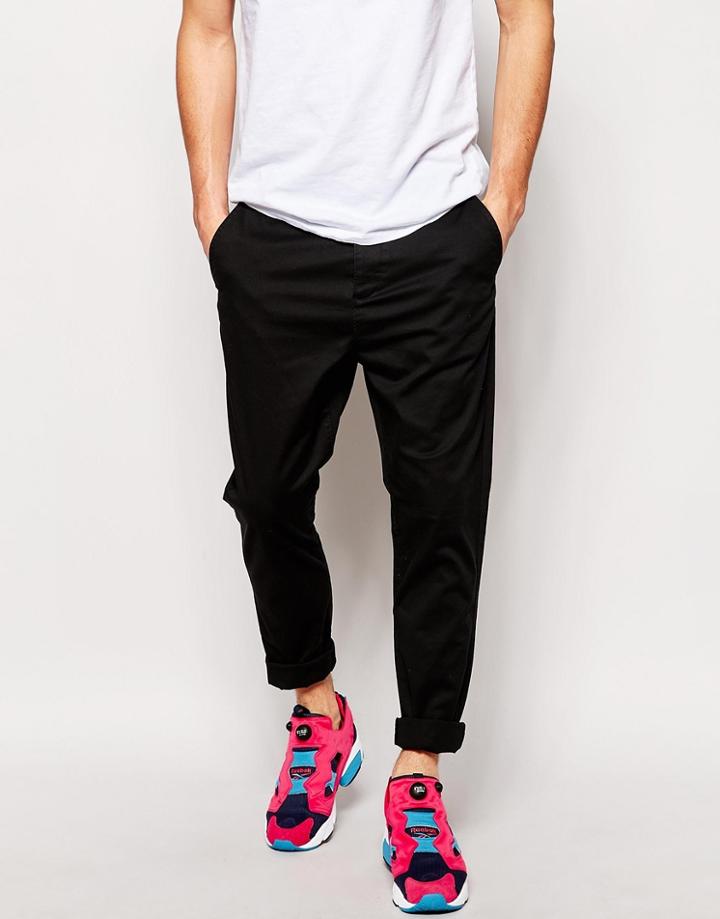 Asos Stretch Tapered Chinos - Black