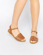 New Look Wide Fit Woven Sandal - Tan