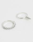Asos Design Pack Of 2 Pinky Rings With Spike In Silver Tone