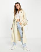 Asos Design Oversized Trench Coat In Cream-white