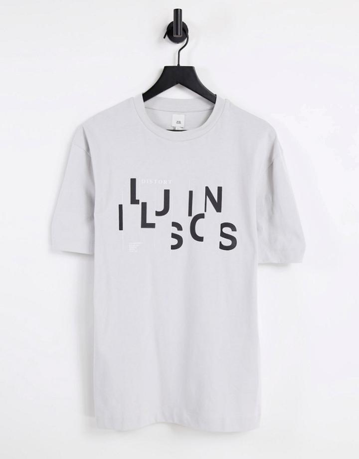 River Island Illusions Boxy T-shirt In Gray-grey