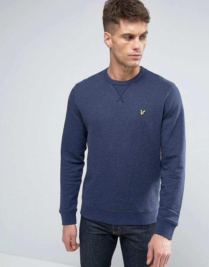 Lyle & Scott Fleck Crew Sweatshirt Eagle Logo In Navy - Navy