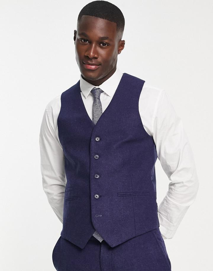 Harry Brown Tweed Vest In Navy