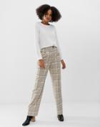 Monki Tailored Wide Leg Pants With Check Print In Beige - Beige